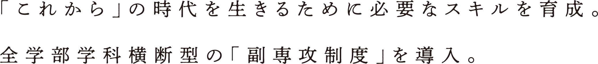 「これから」の時代を生きるために必要なスキルを育成。全学部学科横断型の「副専攻制度」を導入。